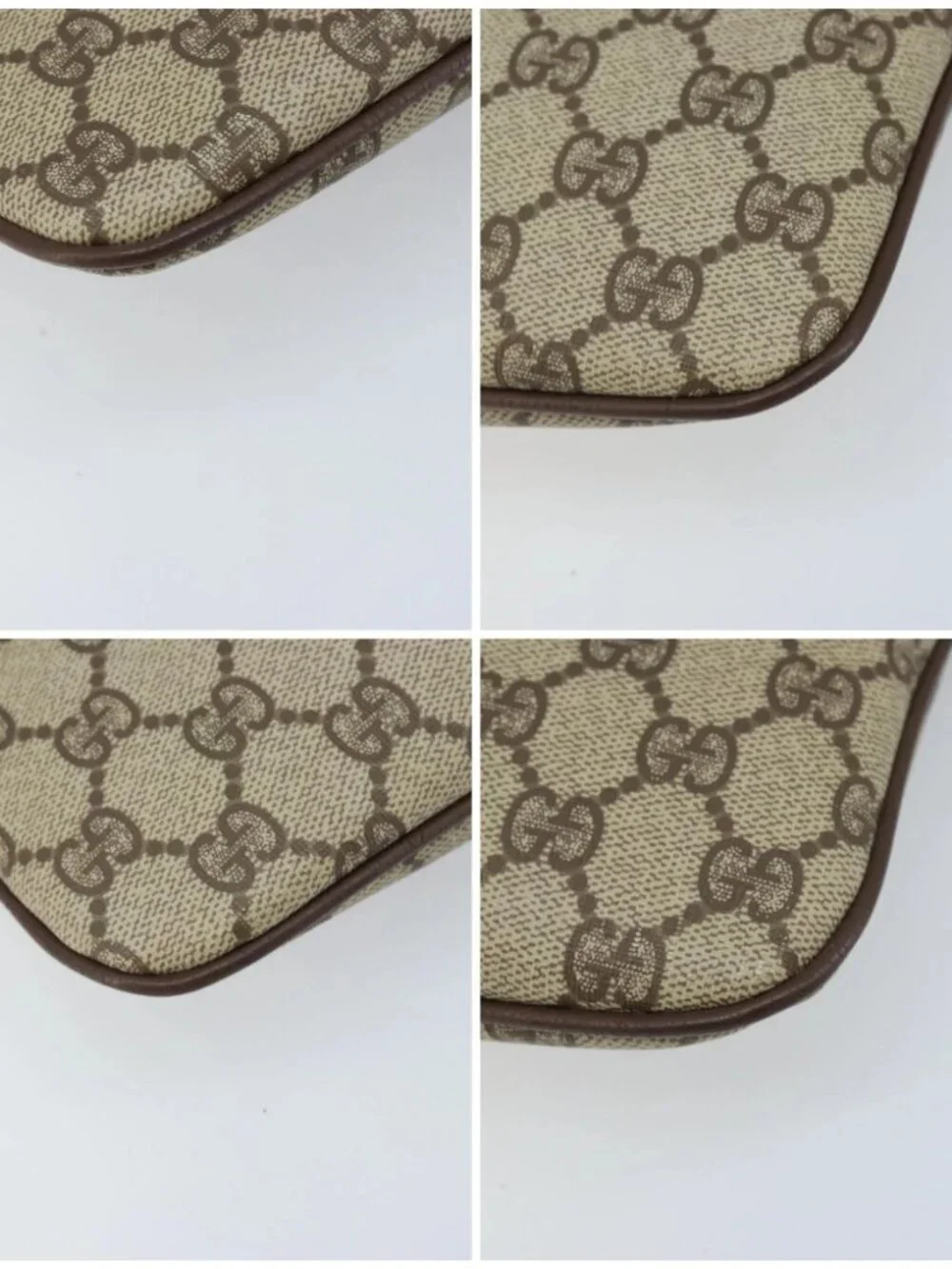 GUCCI GG Supreme Web Sherry Line Bag PVC Beige Gold 904 02 047 Auth ka3560